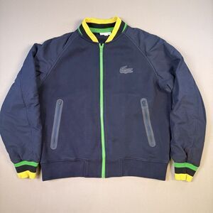 Lacoste Bomber Jacket Mens L 54 Quilted Sleeve Bimaterial Teddy Jacket Full Zip